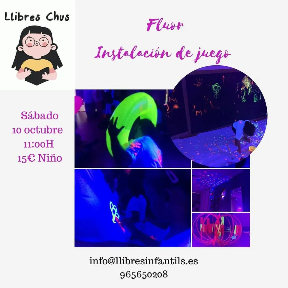 Taller de flúor. Instalación de juego en Llibres Chus
