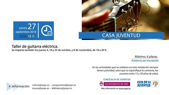 Taller de guitarra eléctrica en Aspe