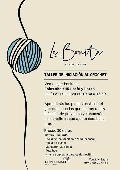 Taller de Iniciación al Crochet (ganchillo) con La Bonita
