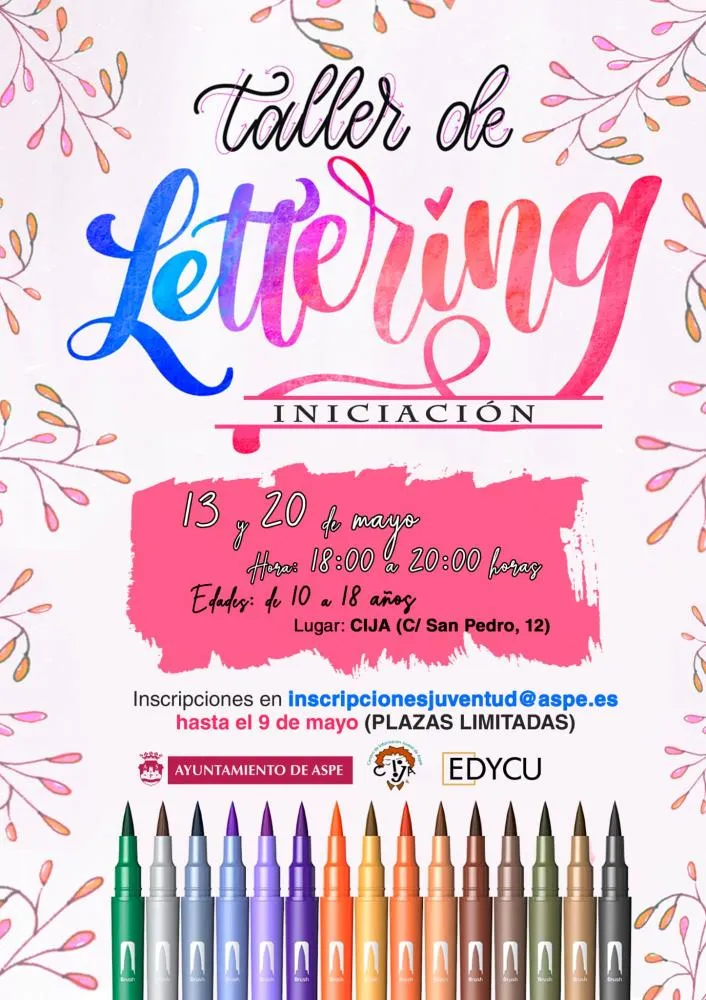 Taller de Lettering iniciaciónyuntamiento de Aspe