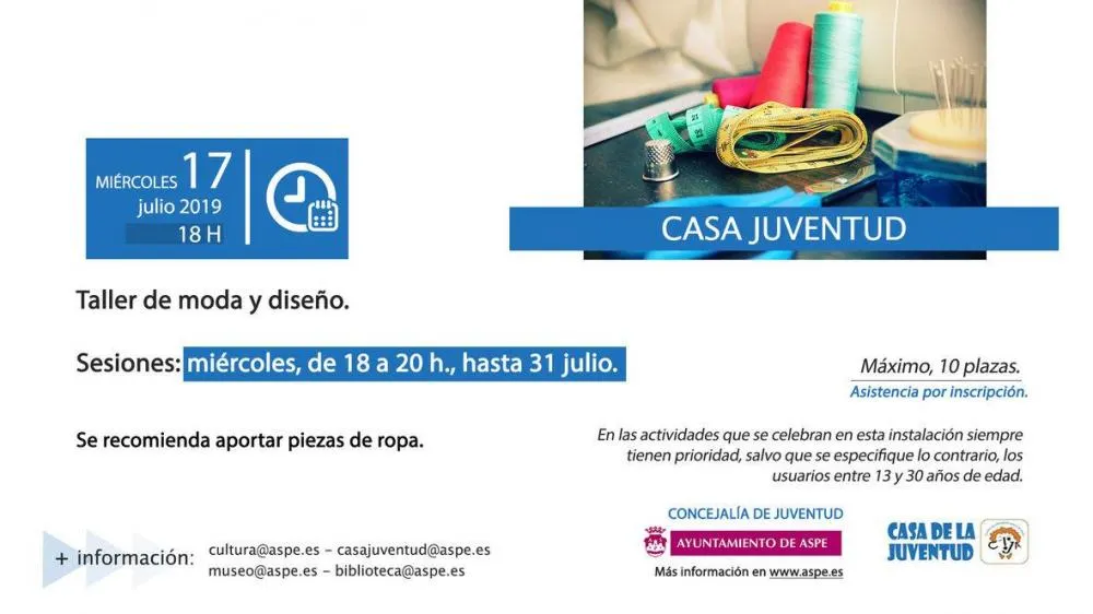 Taller de moda y diseño en Aspe