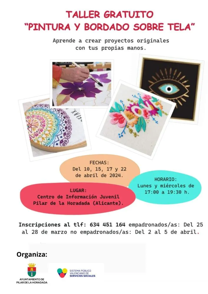 Taller Gratuito de Pintura y Bordado sobre Tela