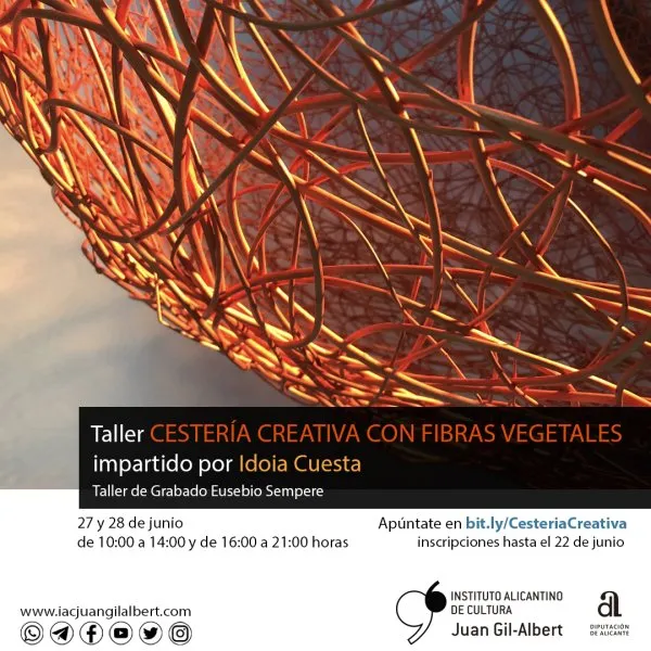 Taller "Cestería creativa con fibras vegetales" impartido por Idoia Cuesta