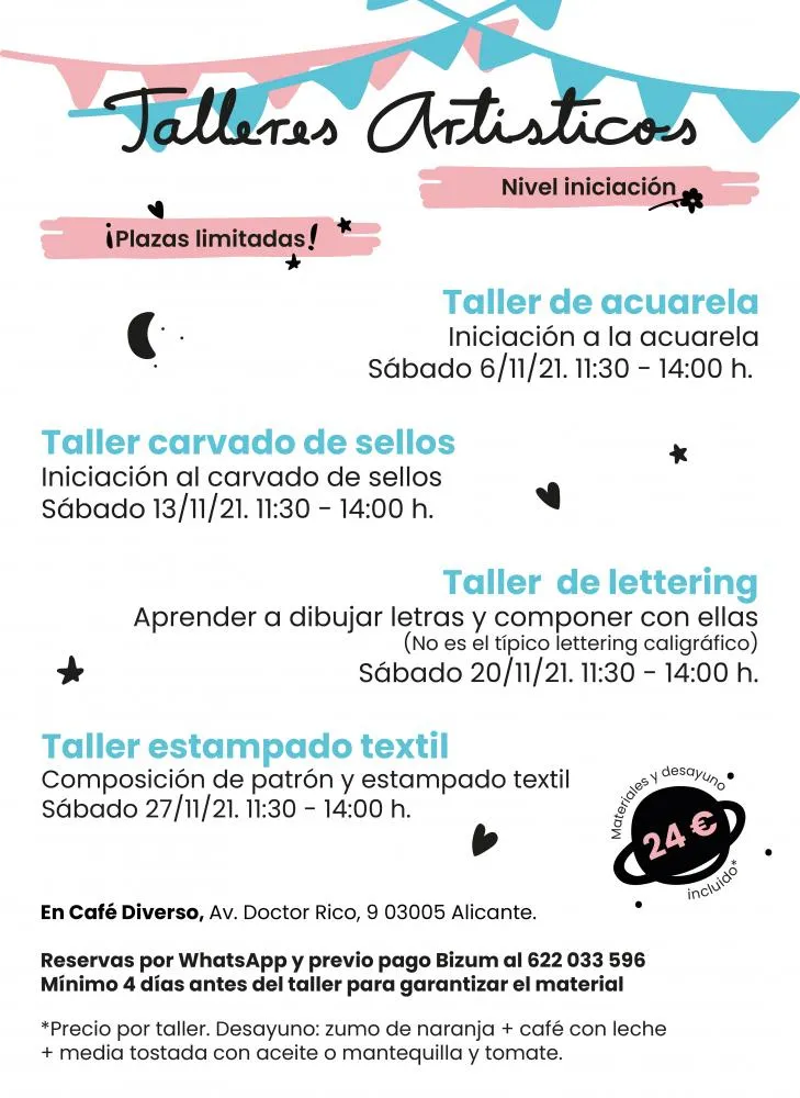 Talleres Artísticos en Café Diverso - Noviembre 2021