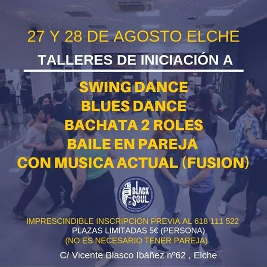 Talleres de iniciacion a Swing, Blues, Bachata 2 roles y Fusion