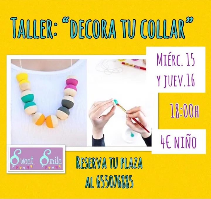 Taller: Decora tu collar en Sweet Smile Cafetería-Ludoteca
