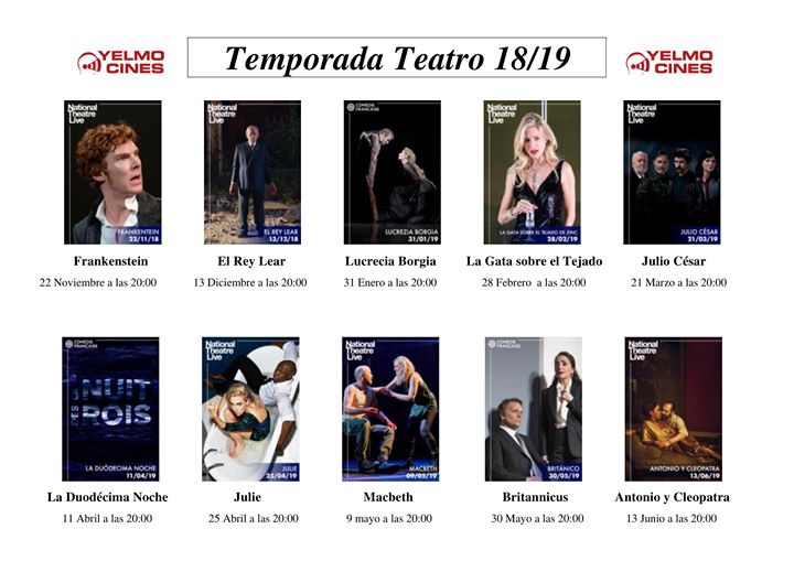 Teatro en Yelmo Cines. Temporada 2018-2019
