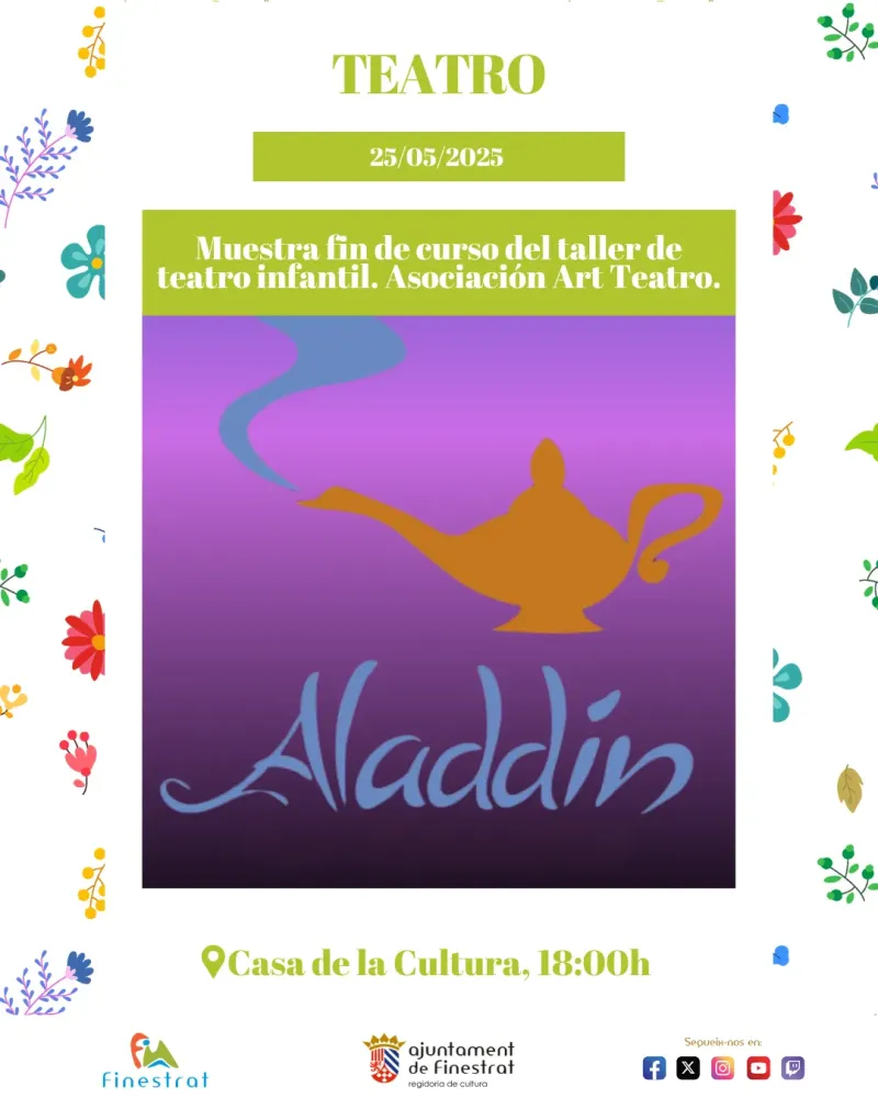 Teatro "Aladdín" Muestra fin de curso taller de teatro infantil.