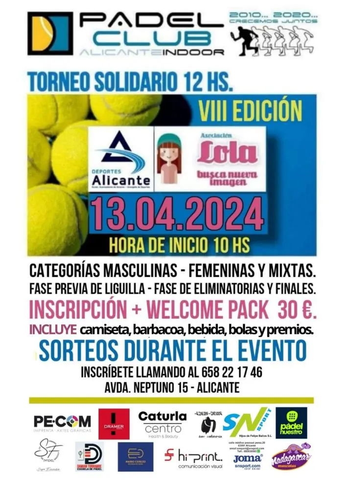 Torneo solidario 12h Padel Club Alicante Indoor