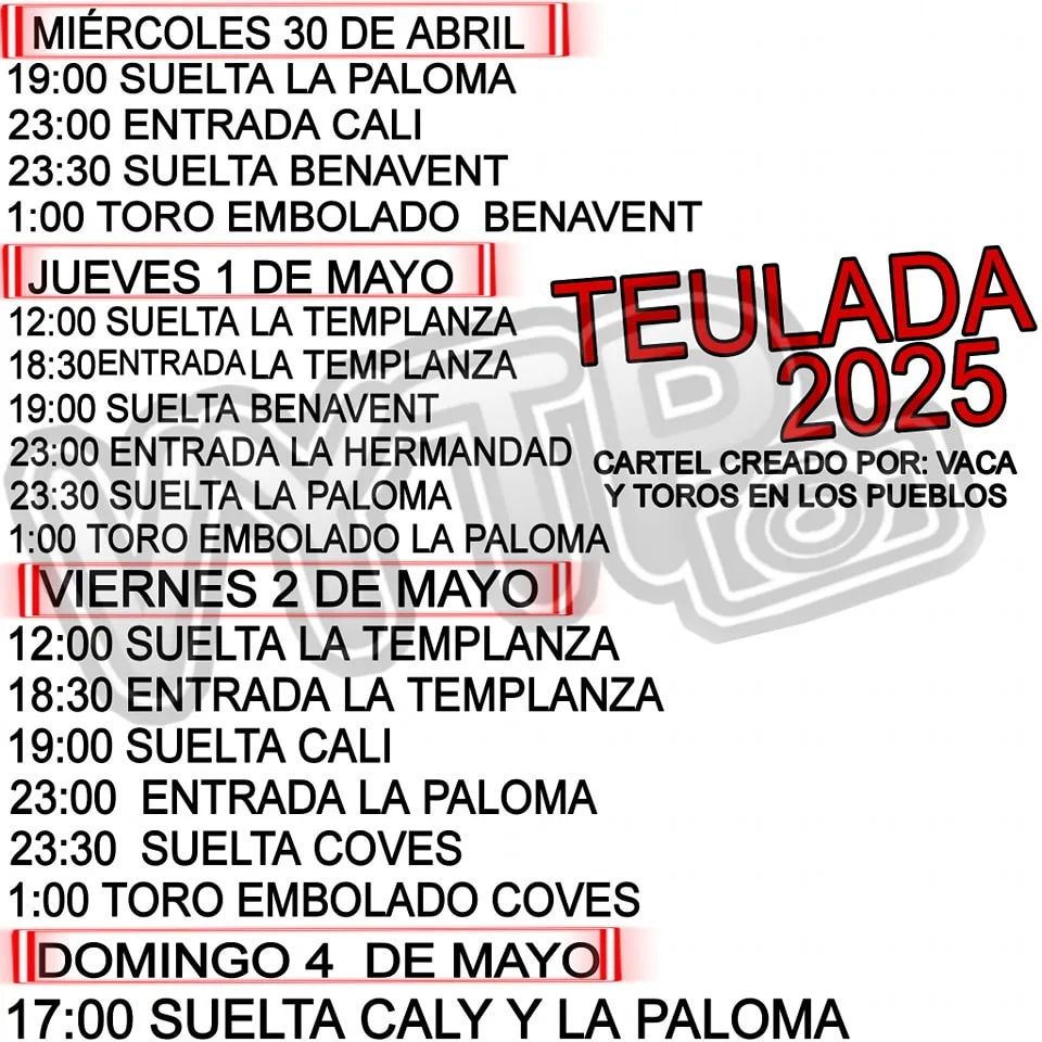 Toros Teulada Abril-Mayo 2025