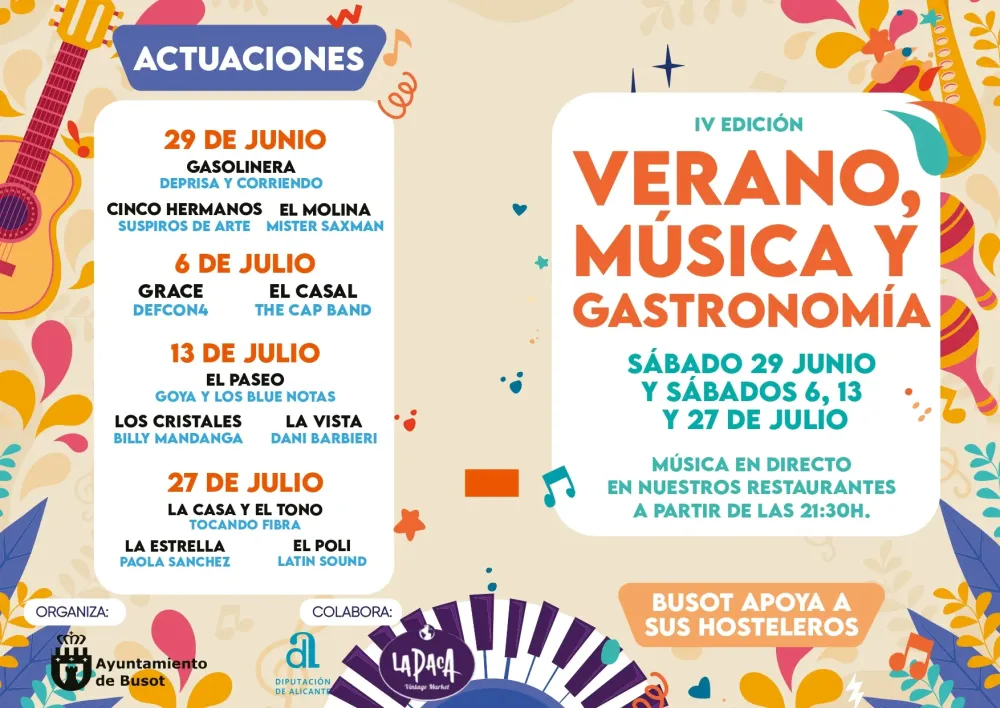 Verano, música y gastronomía Busot 2024