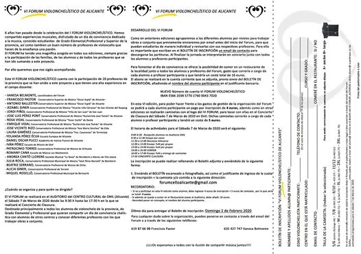 VI Forum Violoncellístico en Onil