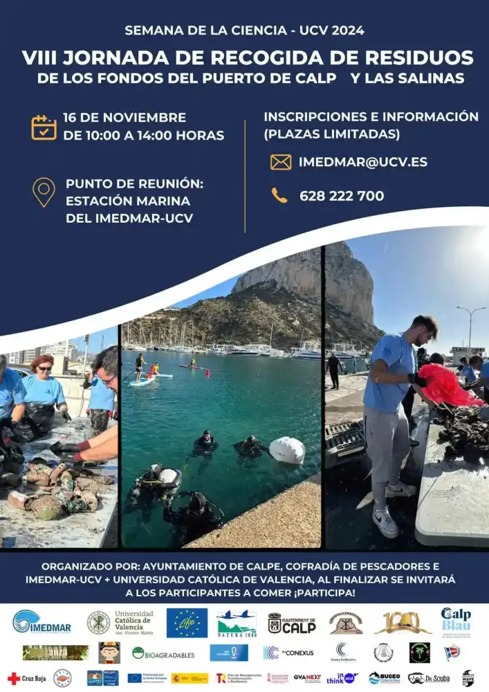 VIII Jornada de recogida de residuos de los fondos del puerto de Calpe y las Salinas