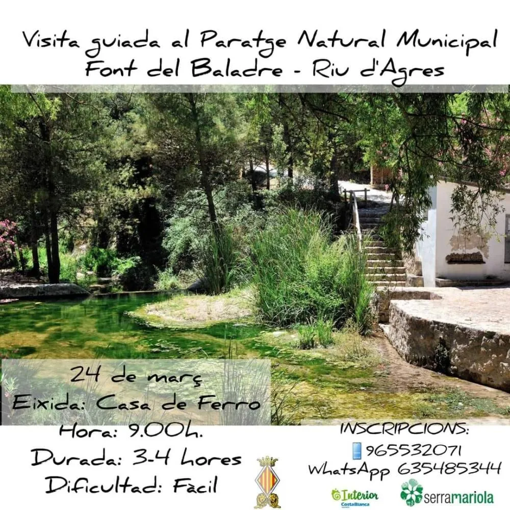 Visita guiada al paraje Natural Municipal Font de Baladre - Río de Agres