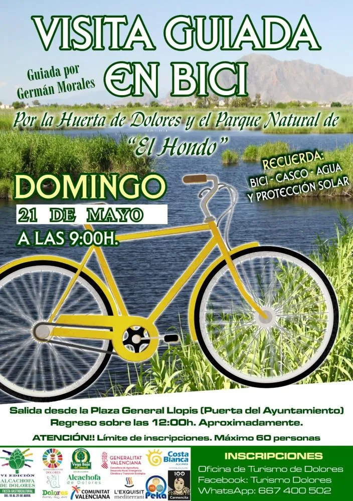 Visita guiada en bici por la huerta de Dolores y el Parque Natural de El Hondo