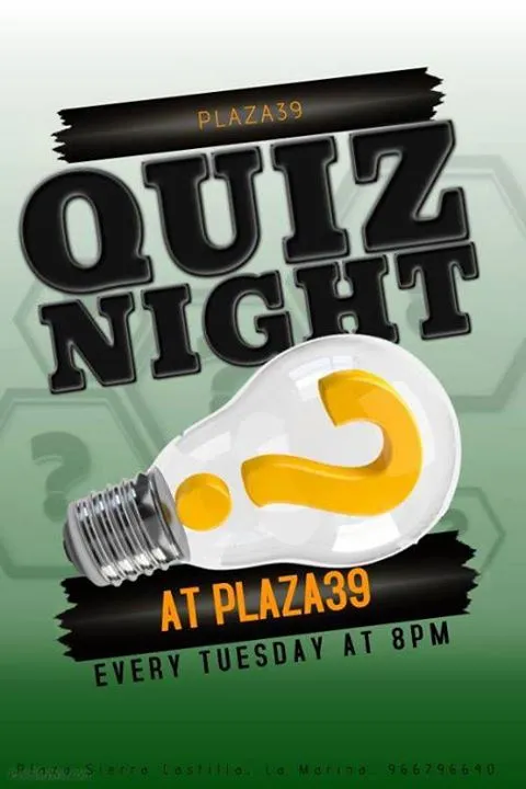 Weekly Fun Quiz at Plaza39, La Marina, San Fulgencio