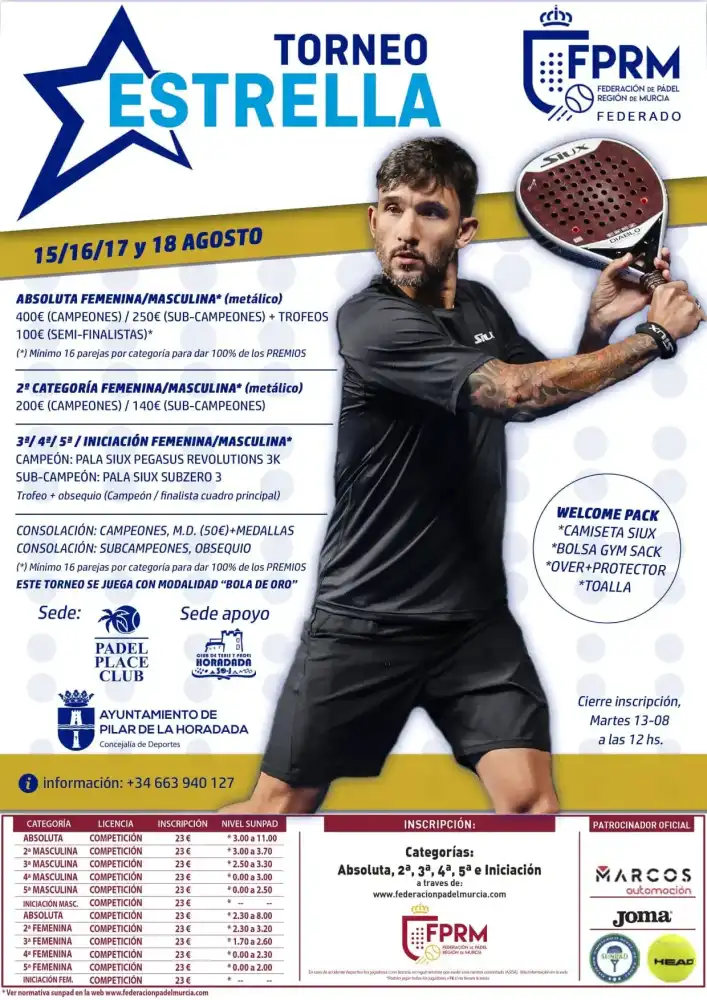 "Torneo Estrella 2024" Región de Murcia de Pádel